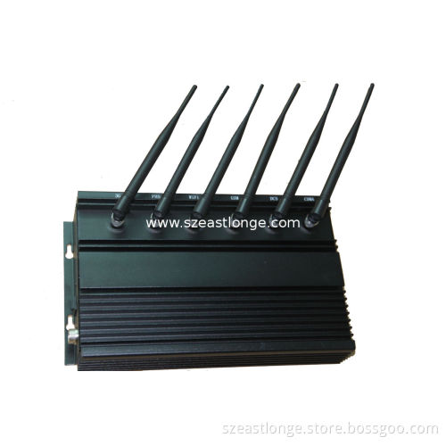 High Power Wifi 2g / 3g Cell Phone Jammer With Cooling Fans , 6 Antenna
